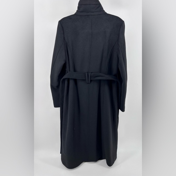 NWT Cole Haan Signature Slick Belted Long Coat Wool Blend Zip Snap Size 6 - Picture 11 of 16